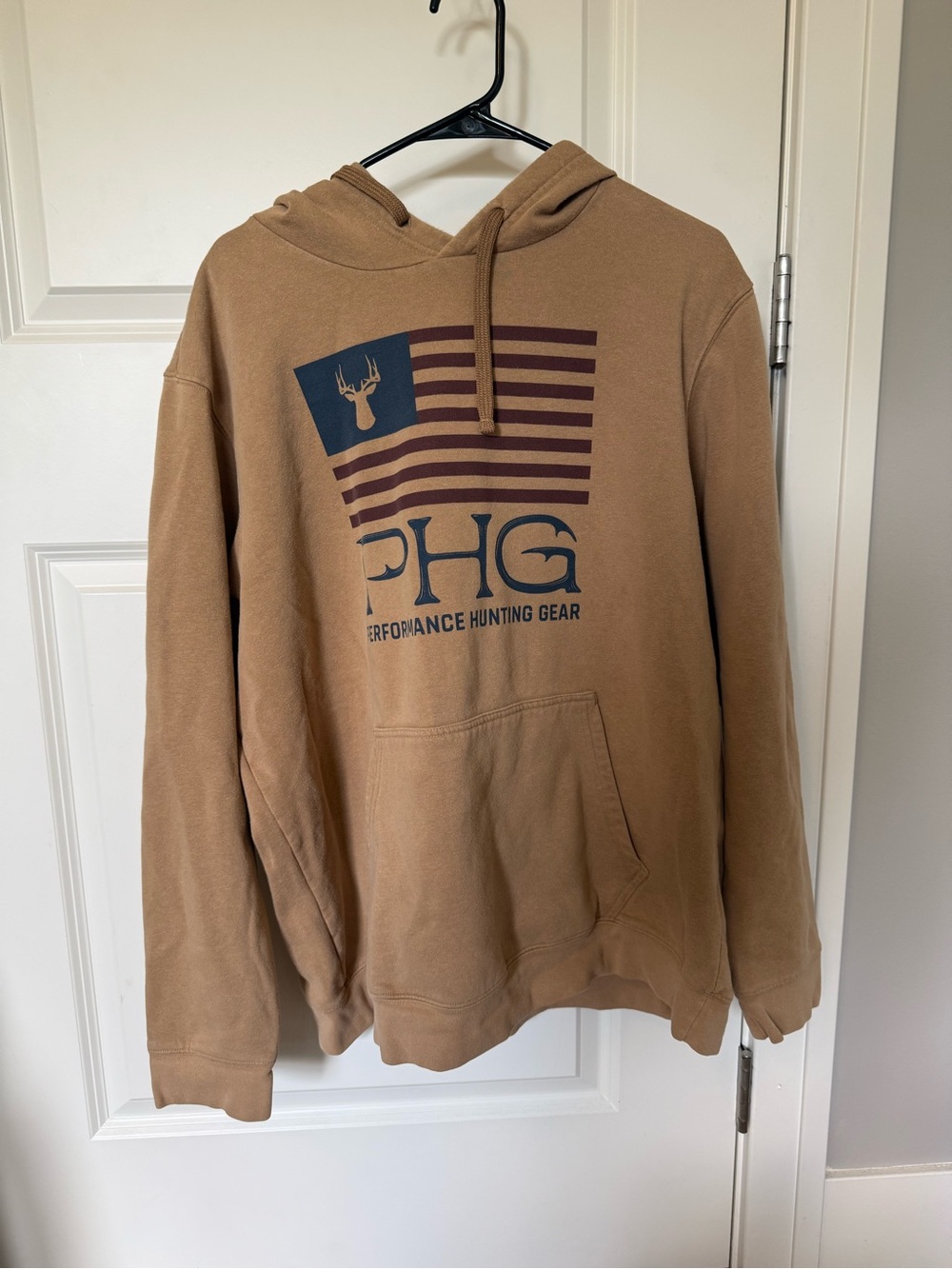 Columbia PHG Performance Hunting Gear Hoodie Men's XL Sahara Tan Flag Buck